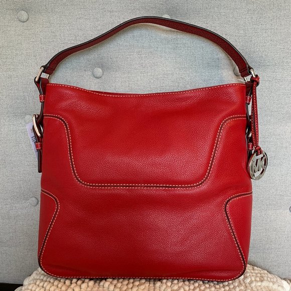 NWT Michael Kors Brookville Red Leather Purse - Picture 1 of 10